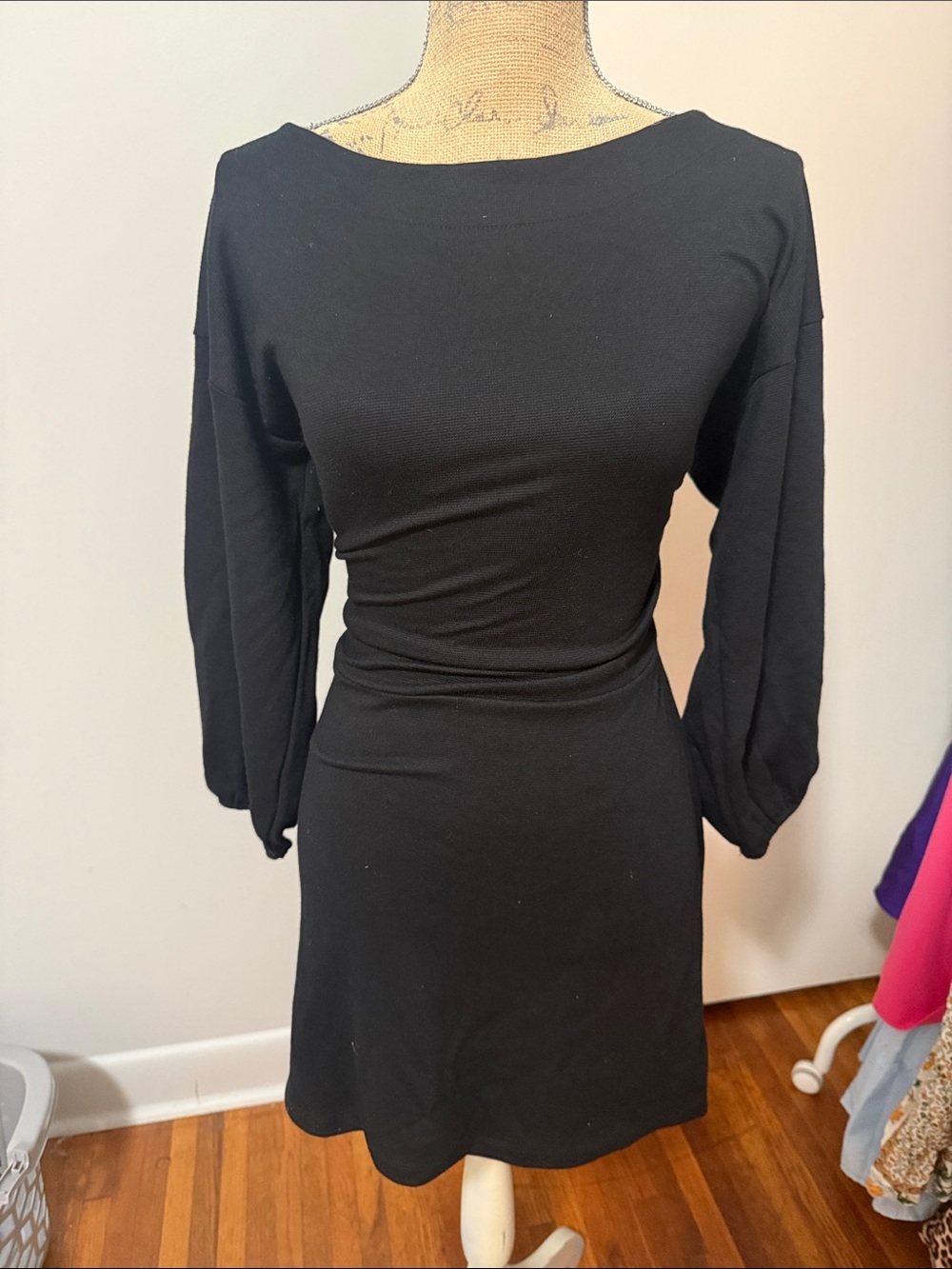 Free People Back Tie Up Black Dress